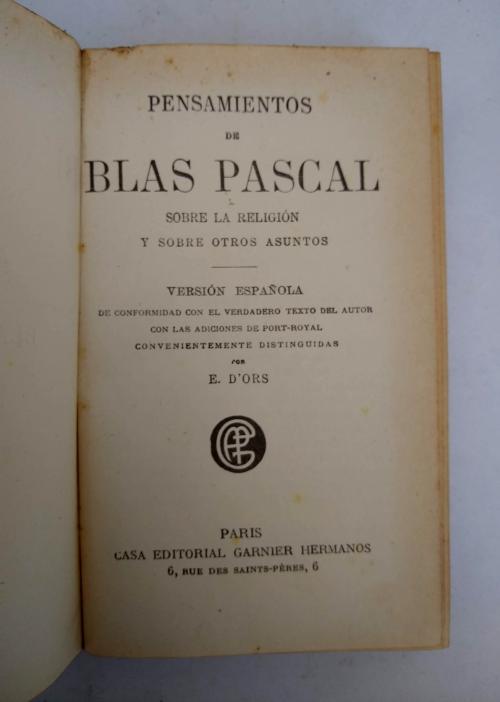 Pascal, Blas : Pensamientos