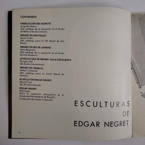 Negret, Edgar  : Catálogo de la exposición "Esculturas de E