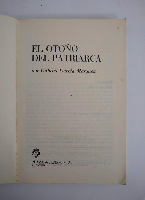 García Márquez, Gabriel  : El otoño del patriarca [Primera