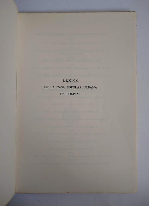 Flórez, Luis : Léxico de la Casa Popular Urbana en Bolívar,