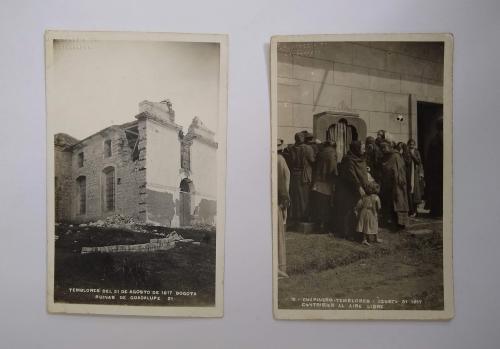 Lote de 9 postales del temblor de Bogotá en 1917