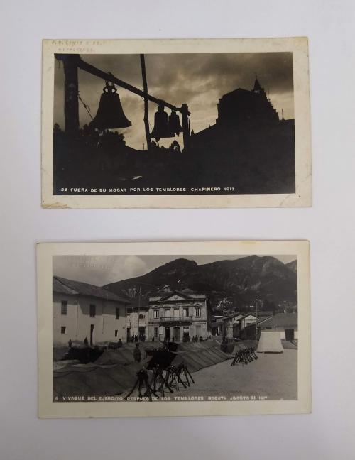 Lote de 9 postales del temblor de Bogotá en 1917