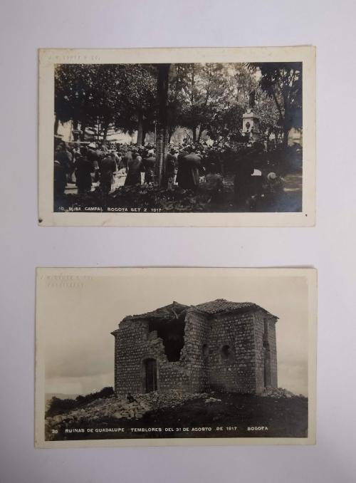 Lote de 9 postales del temblor de Bogotá en 1917