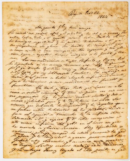 Santander, Francisco de Paula : Carta manuscrita de Santand