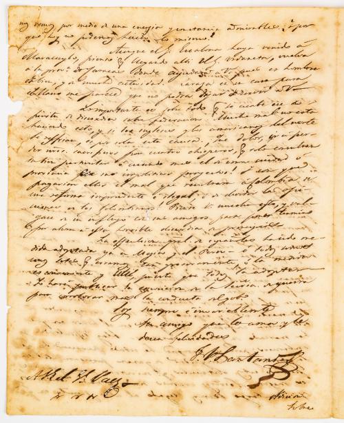 Santander, Francisco de Paula : Carta manuscrita de Santand