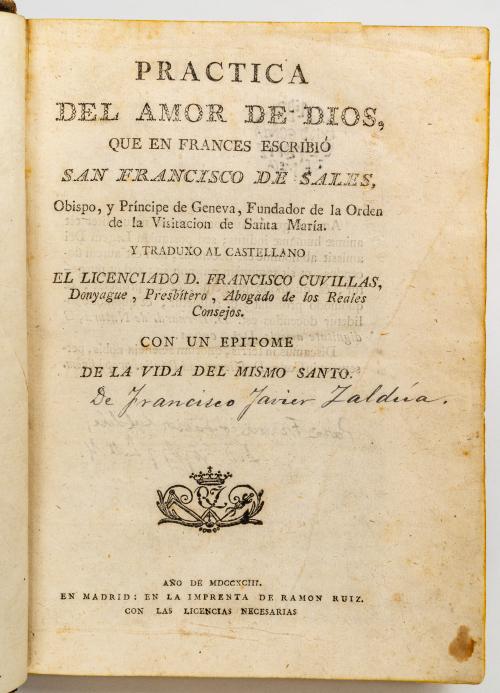 San Francisco de Sales : Firmado por Francisco Javier Zaldú