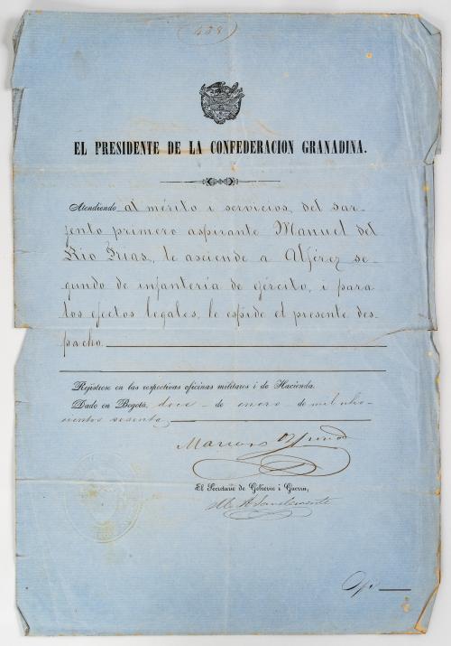 Documento firmado por el presidente Mariano Ospina Rodríguez
