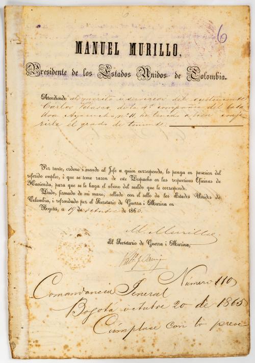 Documento firmado por Manuel Murillo Toro