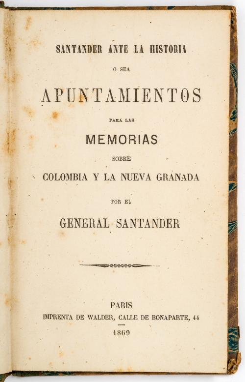 Santander, Francisco José de Paula : Apuntamientos para las