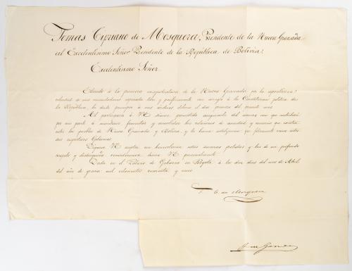 Mosquera, Tomás Cipriano de : Carta al Presidente de la Rep