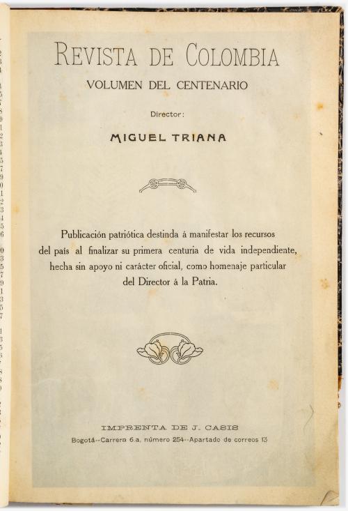 Triana, Miguel : Revista de Colombia. Volumen del Centenario