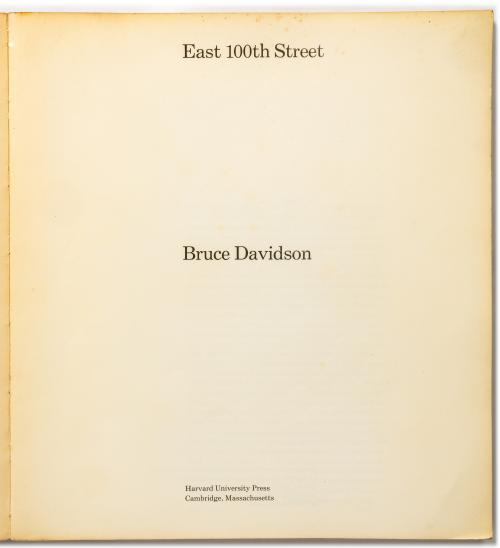 Barney, Simon; Davidson, Bruce : East 100th street