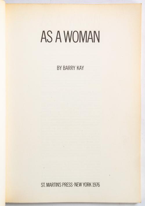 Kay, Barry : As a woman