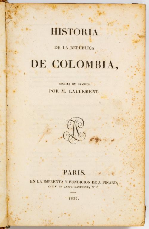 Lallement, M : Historia de la República de Colombia