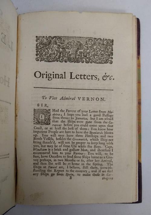 Vernon, Edward : Original Letters to an Honest Sailor