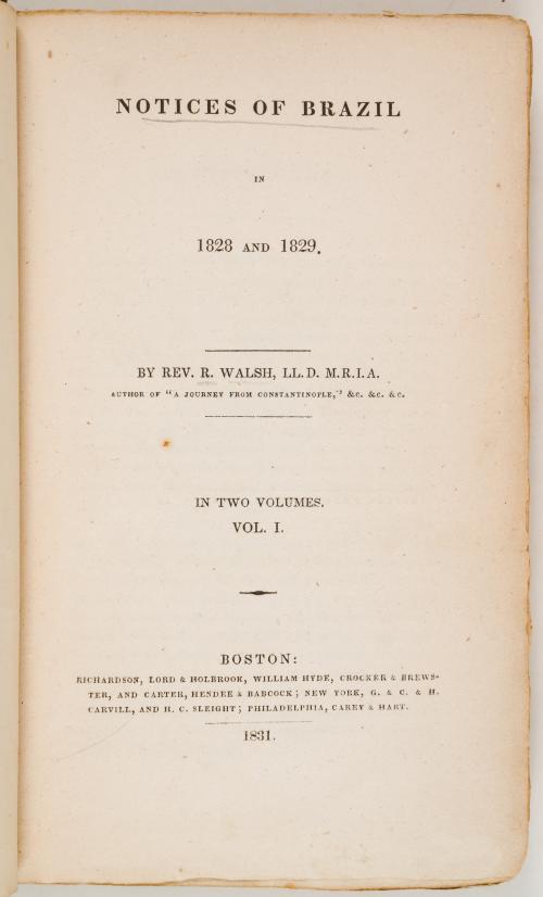 Walsh, Robert : Notices of Brazil in 1828 and 1829. Volúmen